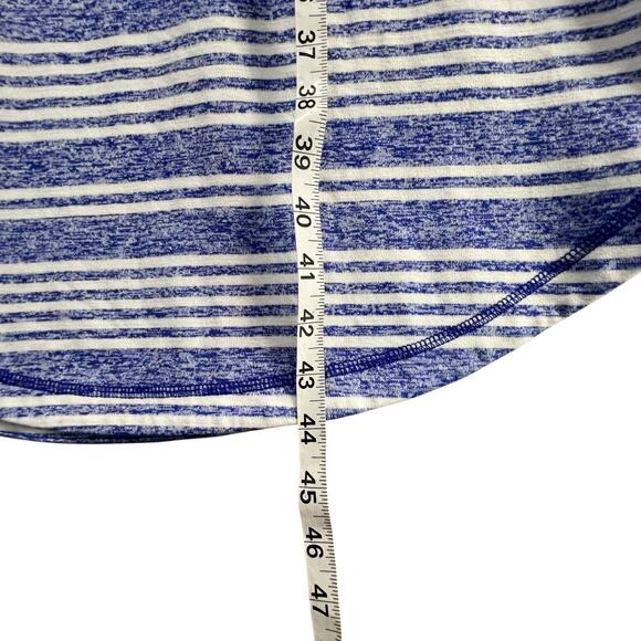 T by Talbots Dress M Blue White Stripe Drawstring Roll Tab Nautical Coastal Soft - Picture 9 of 13